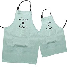 2 PCS Cotton Adjustable Parent Child Apron Pockets Mommy Me Matching Set