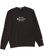 CHAMPION Womens Graphic Sweatshirt Jumper UK 14 Medium Black Cotton DA19