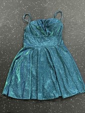 WINDSOR Blue Green Teal Prom Cocktail Party Day Dress Size M ChromaFlair