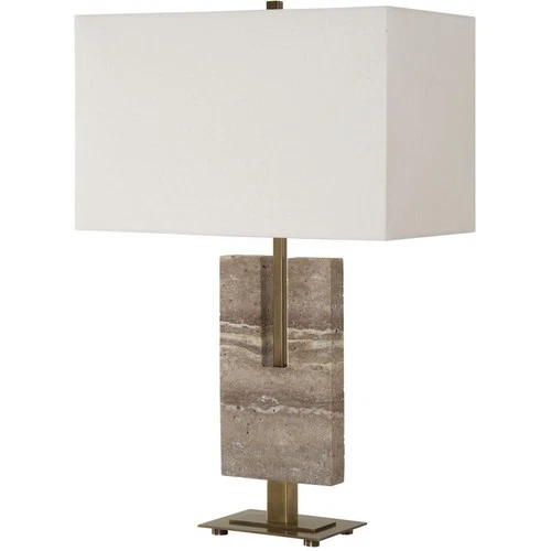 Uttermost 30402 Turning Point Table Lamp Travertine and Brushed Antique Brass - Picture 4 of 7