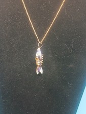 Vintage Koi Fish Necklace Highly Articulated 24" Goldtone Chain