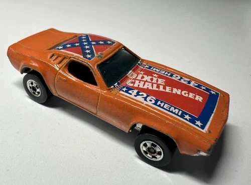 Vintage Hot Wheels Dixie Challenger Blackwall Orange Malaysia base 1982/83 prod