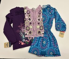 Crochet Sweater Bundle w Oshkosh Tops Girl 6 6X Purple Floral Spring School