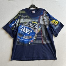 Vintage 2005 NASCAR Jimmie Johnson Lowe’s Car AOP T-Shirt Sz 2XL Cotton USA