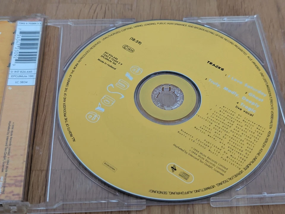 Erasure - I Love Saturday - 1994 EP Synth-Pop Mute 4 Tracks Ghost Truly Madly De - Bild 3 von 4