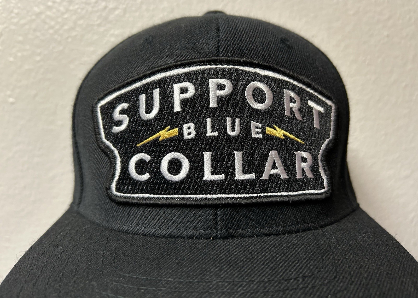 Support Blue Collar Snapback Hat Patch Black - image 2