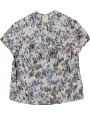 Vintage Damen Bluse Top abstraktes Muster UK 10 Small grau AP08