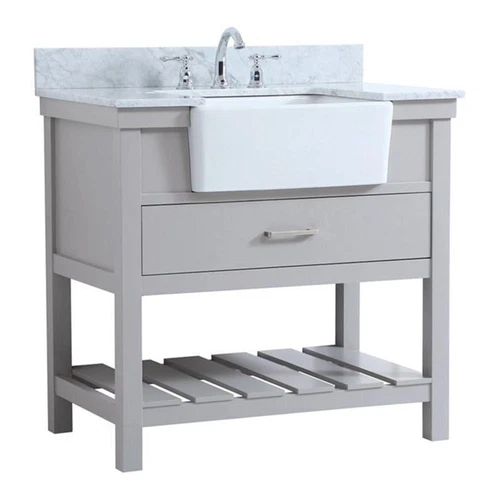 Elegant Decor Clement 36" MDF Single Bathroom Vanity with Backsplash in Gray - Picture 1 of 8
