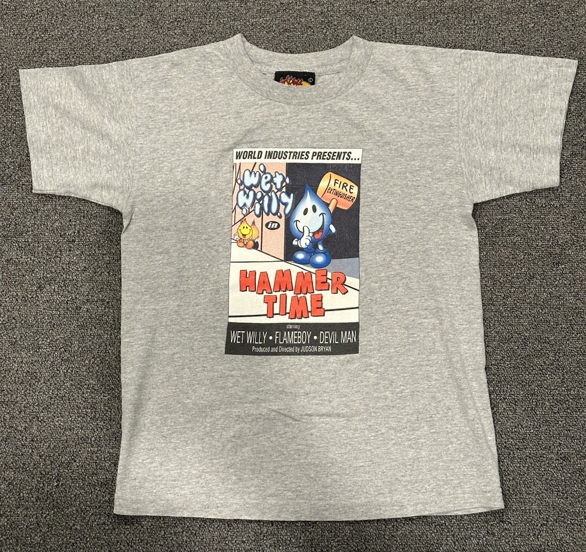 Vintage WORLD INDUSTRIES Skateboards Shirt Wet Willy FlameBoy