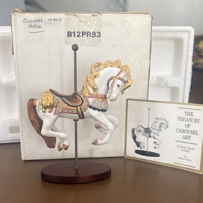 Franklin Mint Carousel Art Golden Mane Horse 1990 2nd series org Box , Artwork 