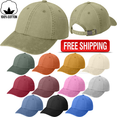 #ad Garment Wash Pigment Dyed 100% Cotton Hat Unstructured Low Profile Baseball Cap $14.99