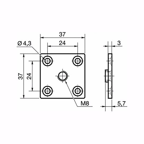 Furniture Leg Feet Fixing/Mounting Plates Brackets M8 8mm Thread Set of 4 Pieces - 第 4/4 張圖片