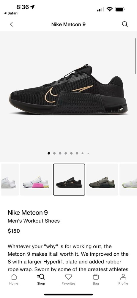 Size 8.5 - Nike Metcon 9 Black Sesame