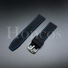 22 MM Blue titching Silicone Rubber Watch Band Strap Fits For Tudor Black Bay
