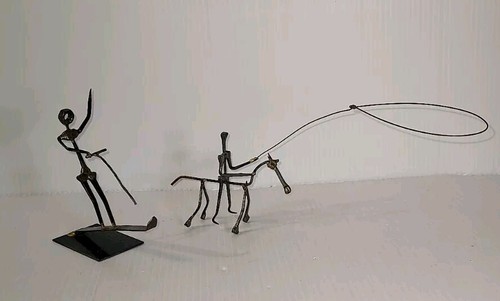 (2) Metal Art Sculpture Figure Skier Nuts Bolts Rods Washers Horse Lasso Welded - Picture 17 of 22