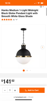 Generation Lighting 6577101 -112 MEDIUM Hanks Pendant of Adjustable Chain Black