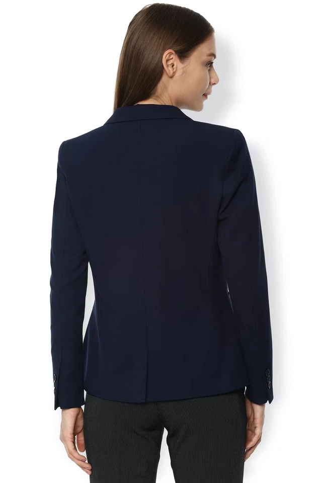 Blazer para mujer azul manga larga premium australiano de lana merino tendencia Foto 3 de 4