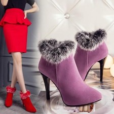 Ankle Boots Stiletto High Heel Pointy Toe Casual Womens Zip ry Shoes Party