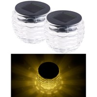 "Lunartec 2Er-Set Solar-Led-Windlichter \"Liora\", Glas, Lichtmuster, IP44, Ø 8 Cm"