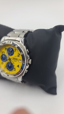 Seiko V657-9010 Chronograph Yellow and Blue with Stainless