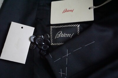 Brioni NM Colosse Black 100% Wool 2 Pc Suit Jacket Pant Sz 50L BIG