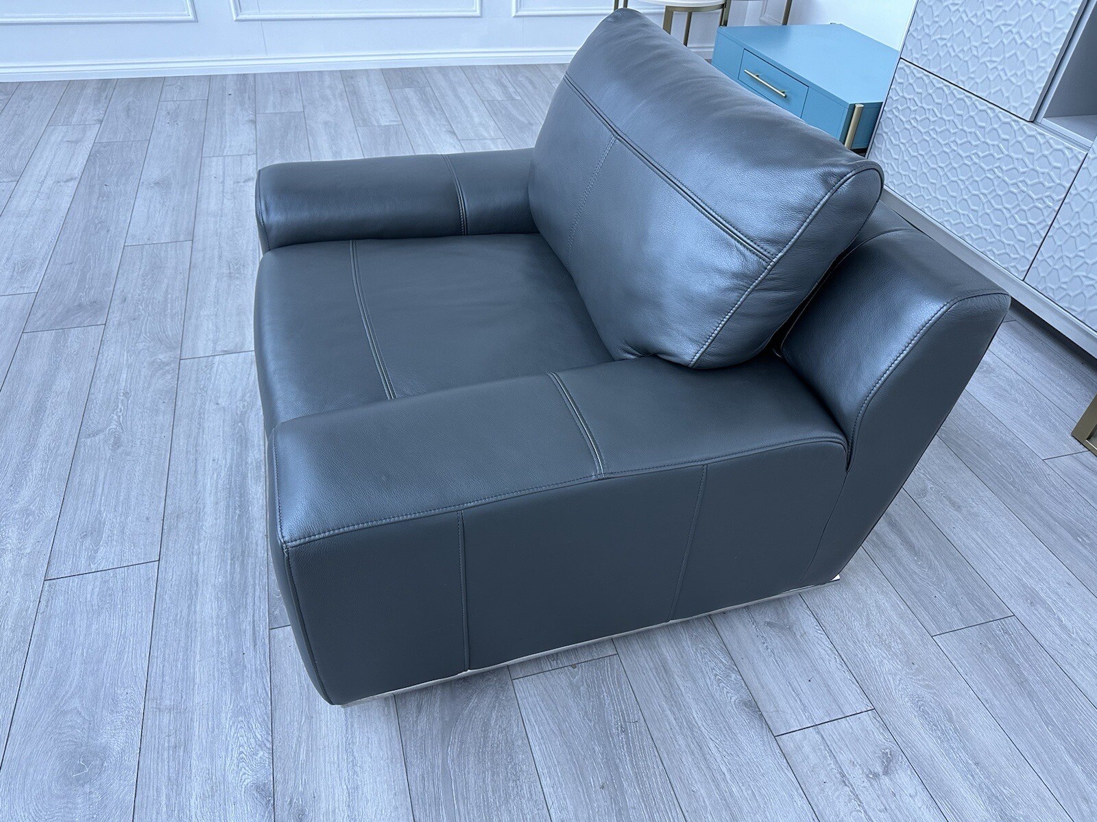 Famous Store New Leather Charcoal Grey Armchair eBay