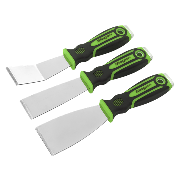 Sealey S0856 Scraper Hammer Cap 3pc Ultra Stiff Scraper Soft Grip Handle