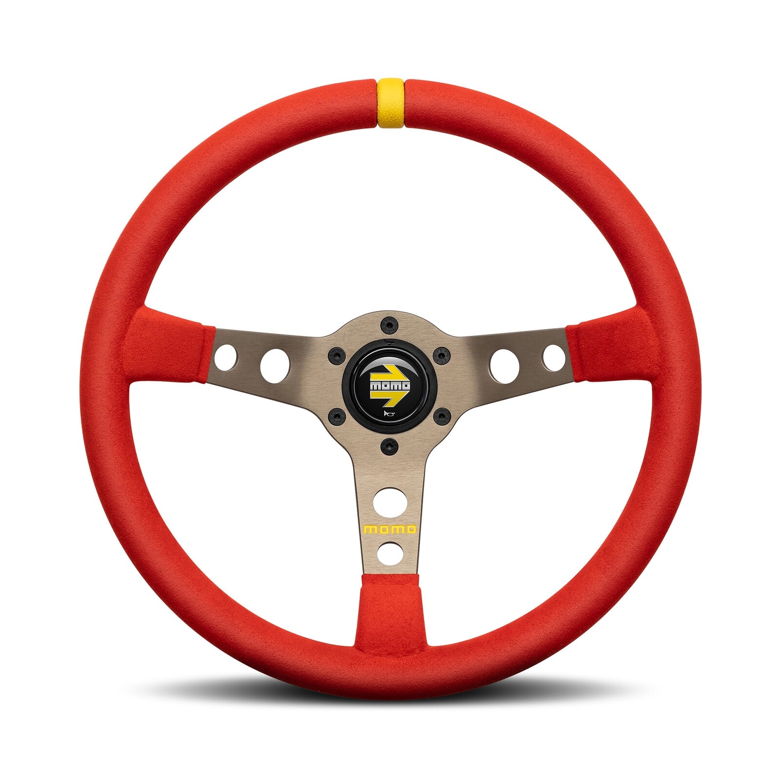 MOMO Mod. 07 350mm Red Track Steering Wheel - Genuine Premium Handmade Quality