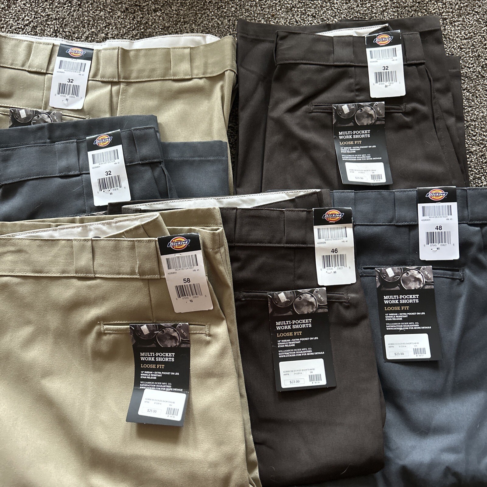 Dickies Men's 42283 13" Flat Front Loose Fit Multi Pocket Uniform Work