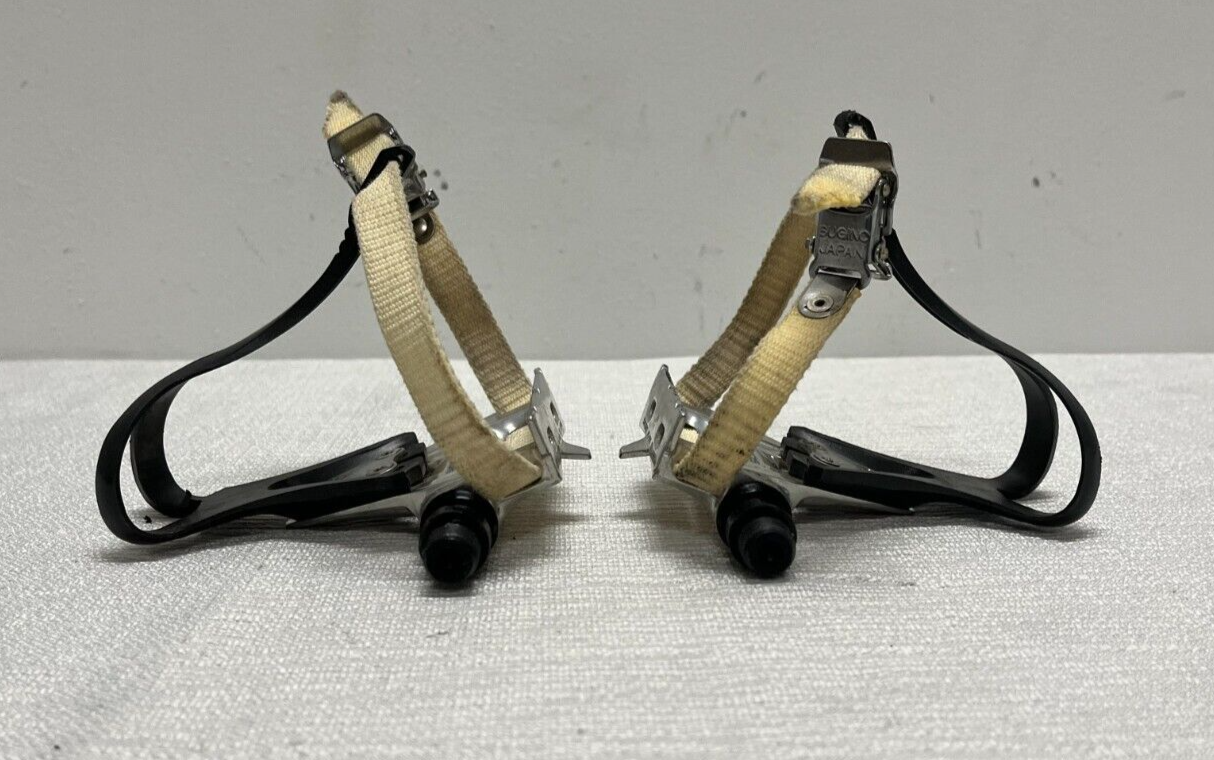 Vintage Shimano 105 PD1050 Road Bike Pedals +Cages & Straps CLEAN Fast