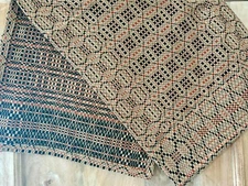 New Primitive FALL BURNT ORANGE BLACK COVERLET TABLE RUNNER Woven Topper 56"