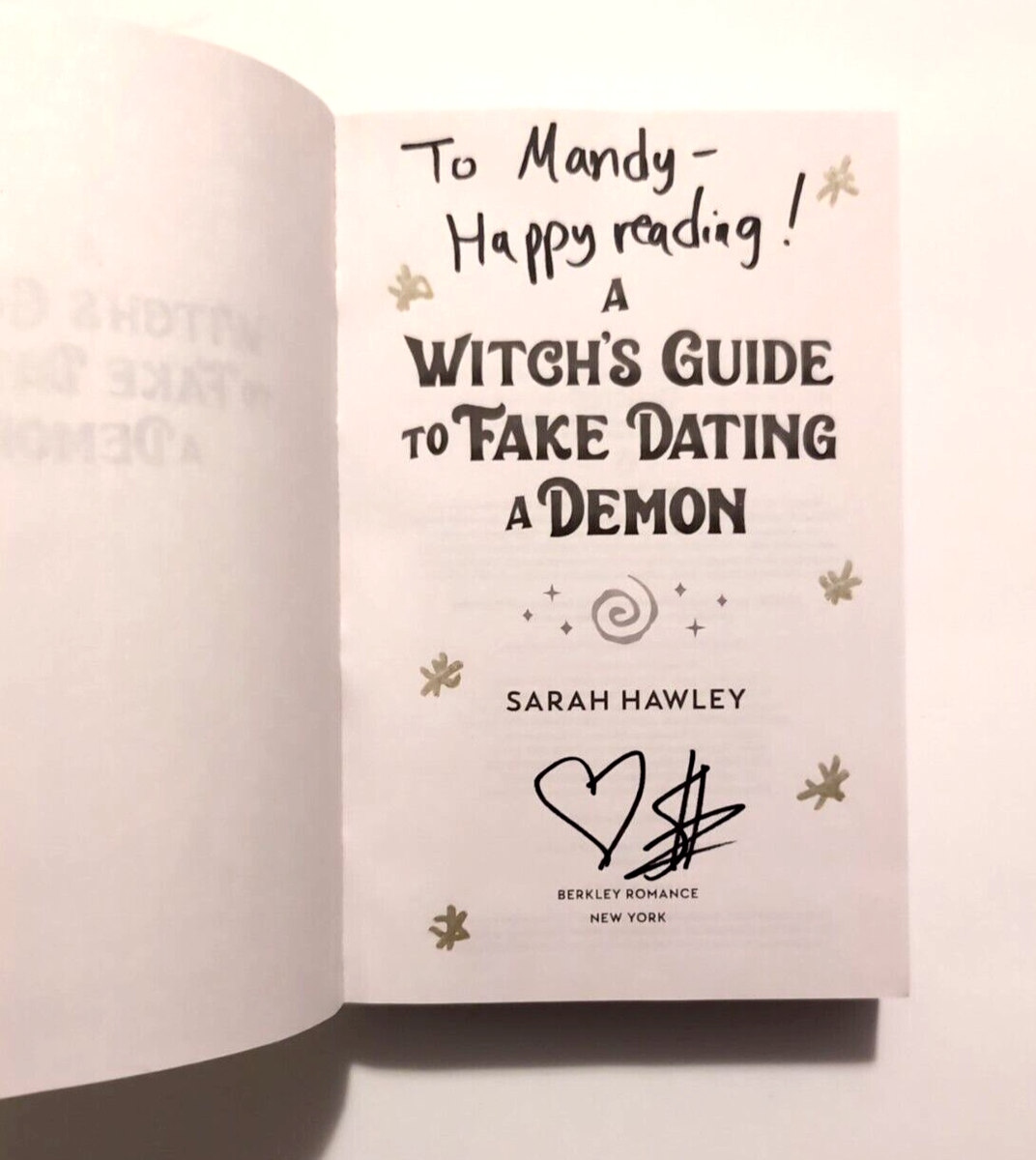 SIGNED INSCRIBED A Witch's Guide to Fake Dating a Demon by Sarah