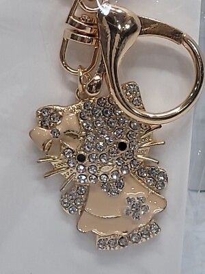 Hello Kitty Keychain Handbag Charm Rhinestones Beige Colored Accents 3 ...