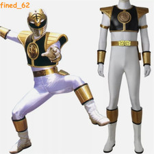 White Ranger Tommy Oliver Cosplay Costume Dino Rangers Bodysuit Shoes Outfits