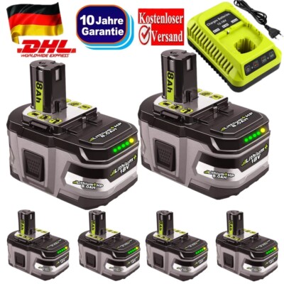 8,0AH Akku für Ryobi 18V Li-Ion ONE Plus RB18L50 P108 RB18L40 P104 /Ladegerät