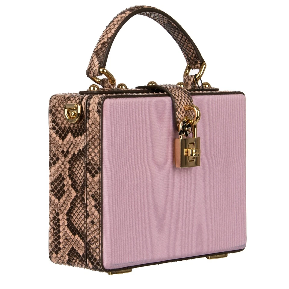 DOLCE & GABBANA Snakeskin Moire Silk Clutch Bag DOLCE BOX Pink Beige 11006 - Image 3 of 4