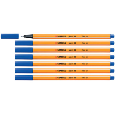 7 x Stabilo Point 88 Fineliner Faserschreiber 0,4 mm blau