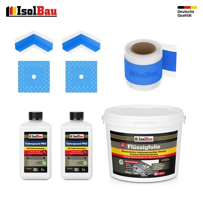 Dichtset Dusche Flüssigfolie 12 kg Abdichtset Dichtband Bad Duschelement Set