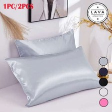 Luxurious Satin Silk Pillowcase Soft Bedding Standard Queen King Pillow Cover