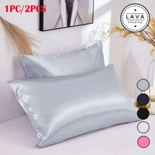 Luxurious Satin Silk Pillowcase Soft Bedding Standard Queen King Pillow Cover