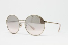 Coach Women's Round Sunglasses HC7078 90058Z Light Gold Size 56mm Mirrored Lens