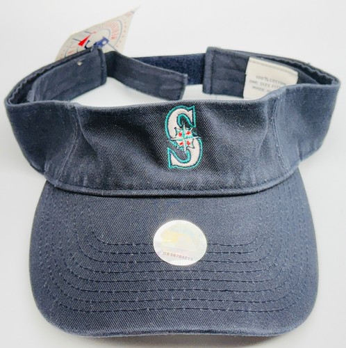 Vintage 90’s Seattle Mariners MLB Merchandise Visor Blue Hat Cap OSFA + Tag READ - Picture 2 of 12