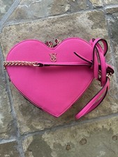 Victoria's Secret Small Pink Faux Leather Heart Crossbody Bag New