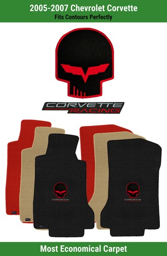 Lloyd Velourtex Front Mats for '05-07 Corvette w/Jake & C6 Racing Silver & Red
