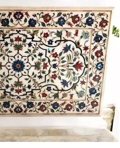 62"x24" White Marble Inlay Dining Table Top handmade furniture for home decor - Picture 3 of 9