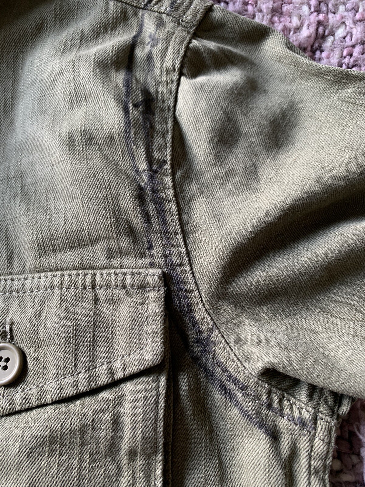 Topshop Khaki Denim Jacket Size 10 