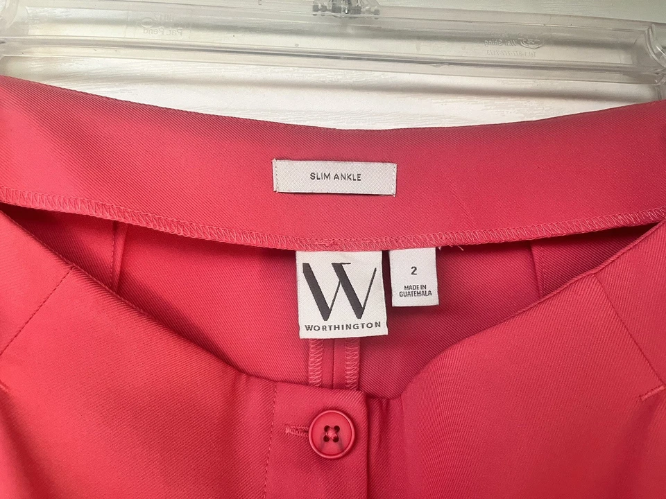 Calça Worthington Feminina 2 The Slim Tornozelo Rosa Cintura Média Calças - Imagem 3 de 4