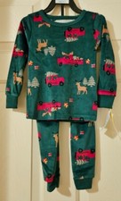 Child of Mine by Carter's Christmas Green Fleece Pajamas Red Truck 2T NWT