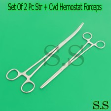 New 2pc Set 14" Str 16" Cvd Hemostat Forceps Locking Clamps Stainless Steel