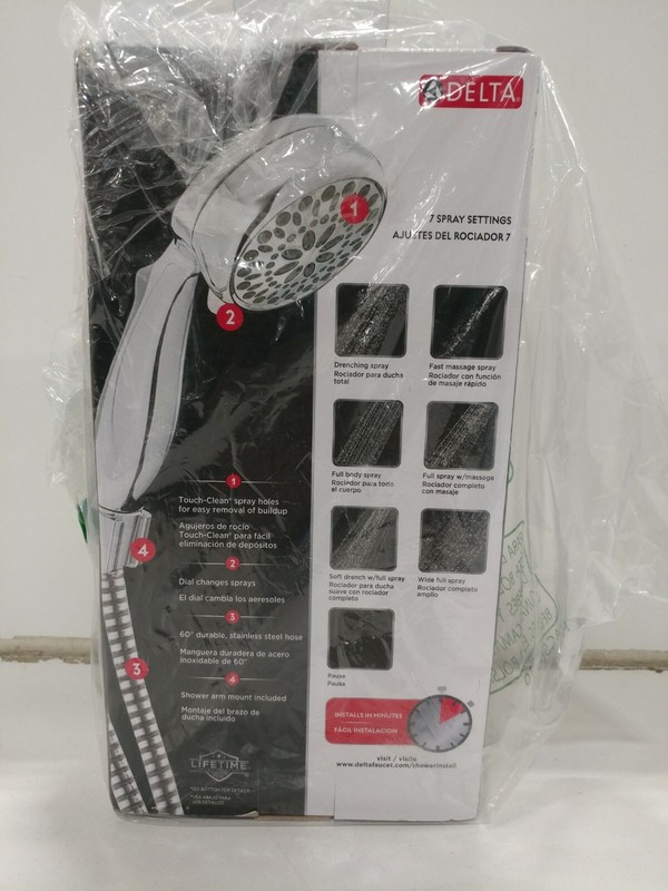 Delta Faucet 7-Spray Touch-Clean Hand Held Shower Head with Hose